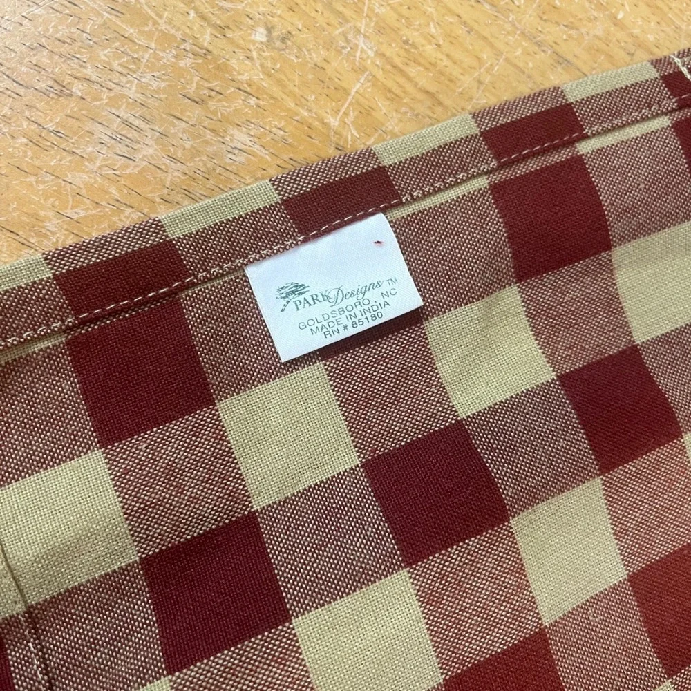 Park Designs Burgundy Tan Buffalo Check Gingham Valance 70x14 Rod Pocket